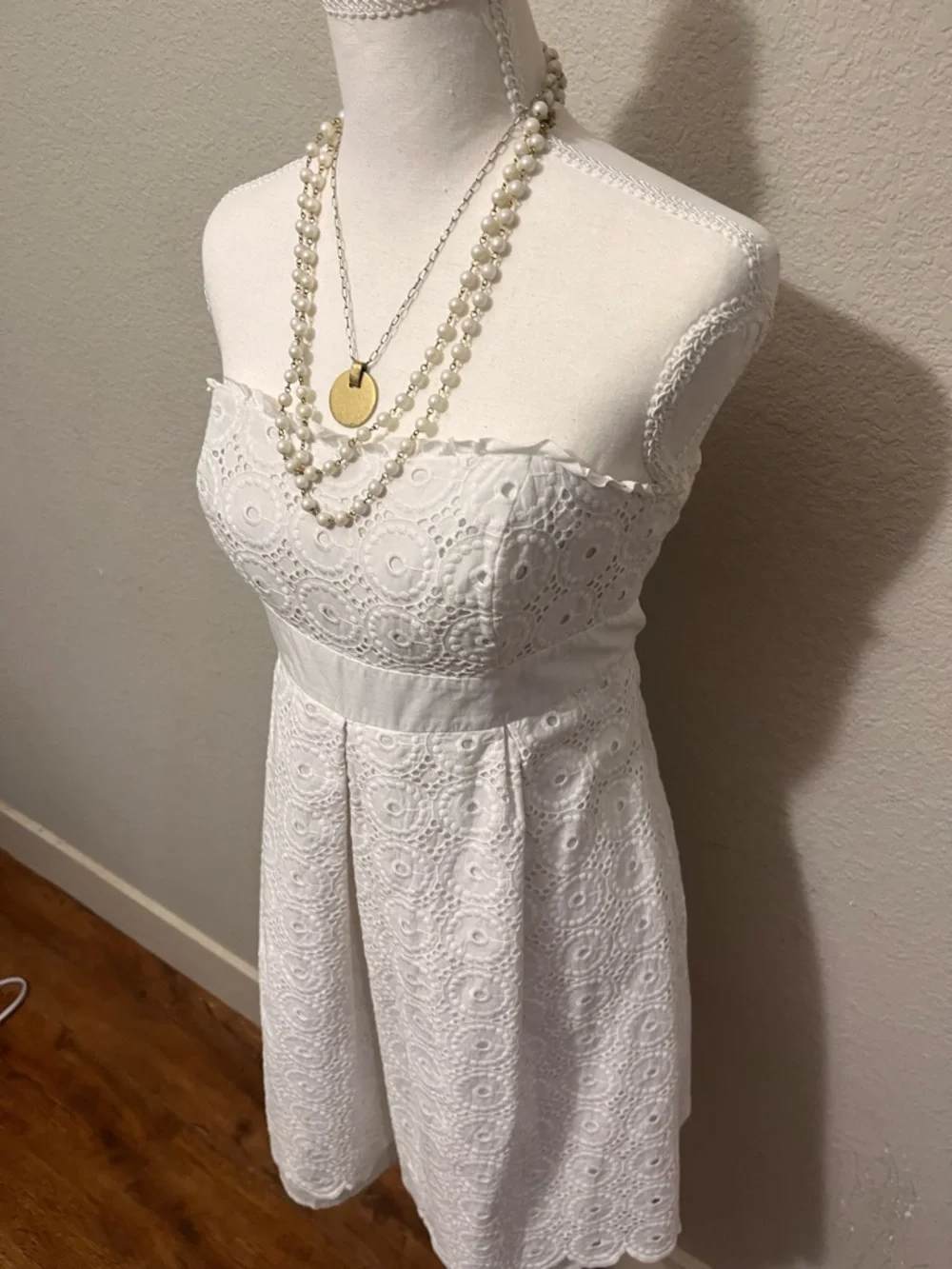 Lili Pulitzer “Little White Dress” Strapless White Eyelet A-Line Dress - Picture 3 of 9